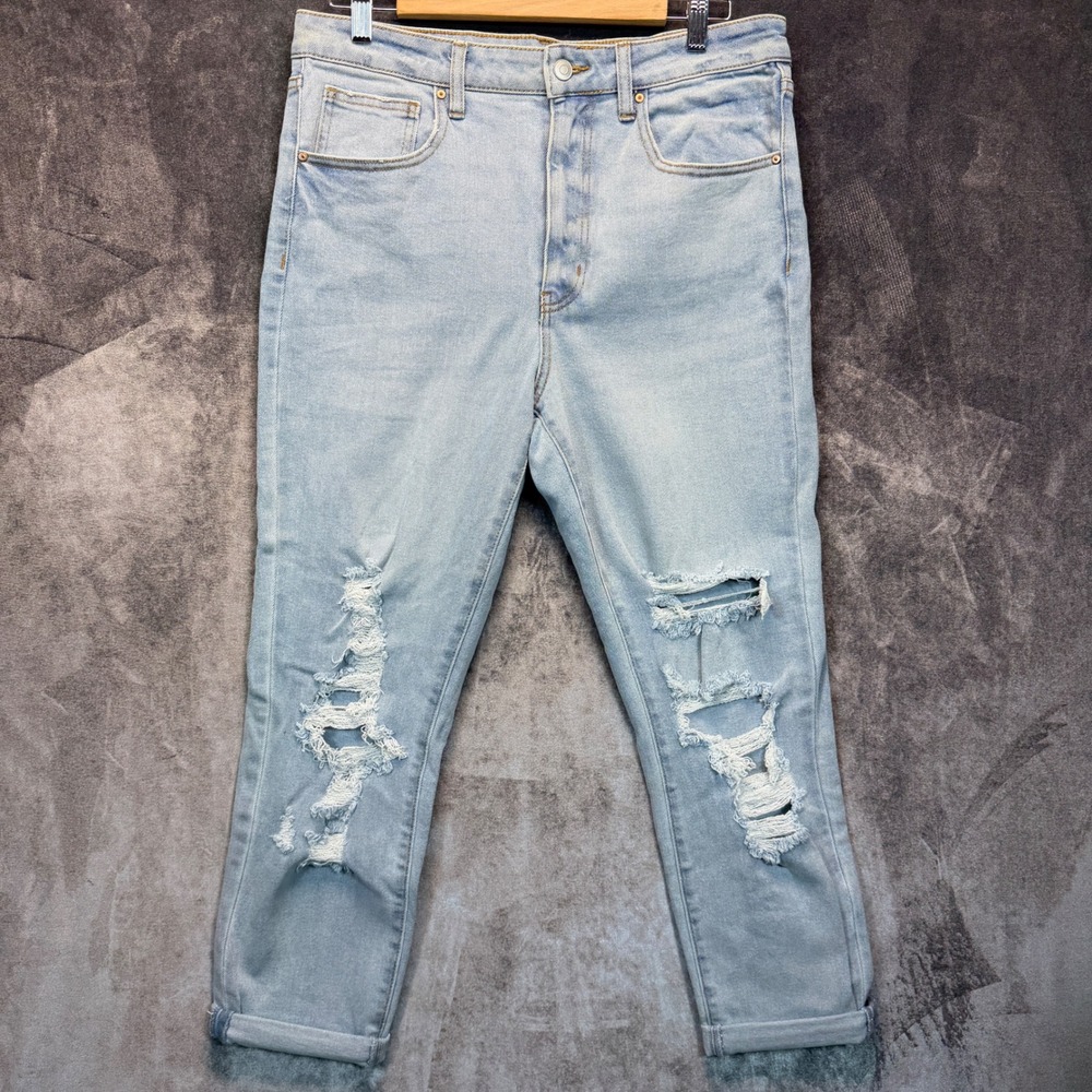 No Boundaries Jeans Womens 13 Light Blue Cotton Spandex Distressed High Rise